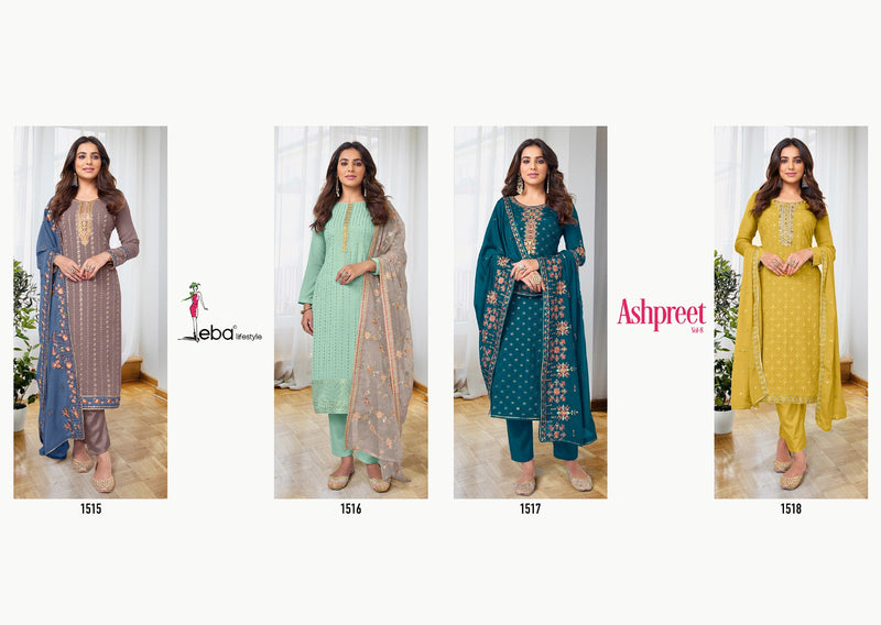 Eba Lifestyle Ashpreet Vol 8 Heavy Chinon Georgette Embroidery Diamond Work Partywear Designer Salwar Suit