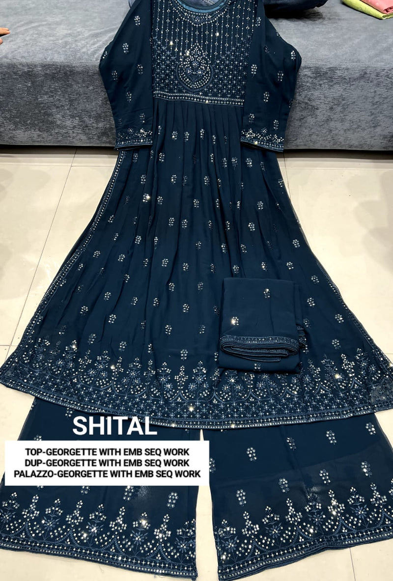 Vedanti Shital Georgette Embroidery Sequence Work Fancy Designer Partywear Salwar Kameez