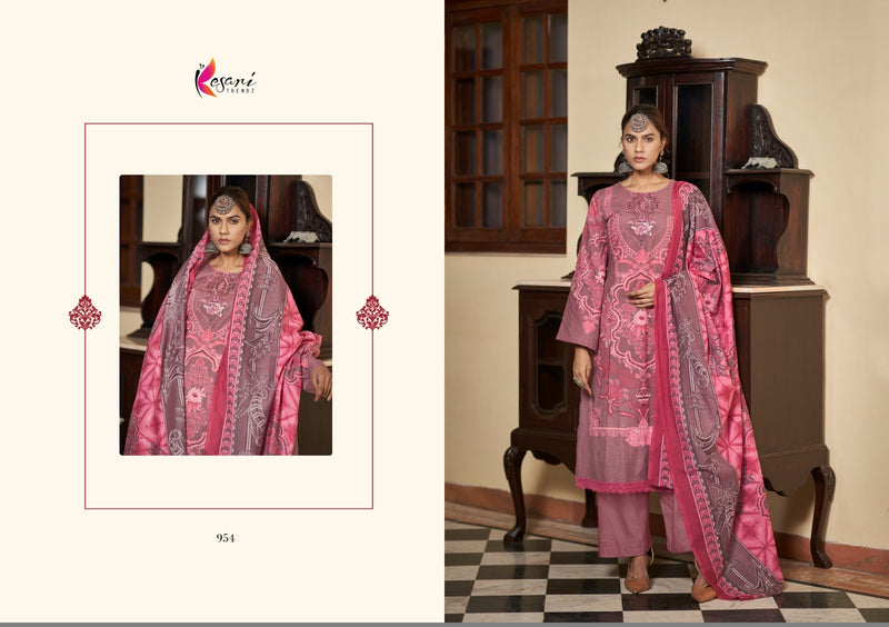 Kesari Trendz Jannat E Noor Print Pure Lawn Cotton Embroidery Work Salwar Kameez