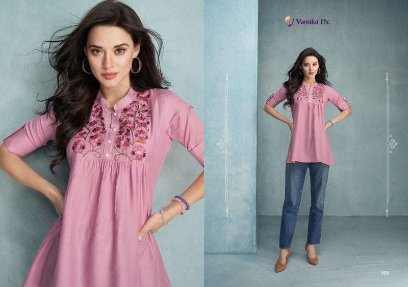 Vamika Nx Jaara Heavy Rayon Embroidery Work Casual Wear Kurti