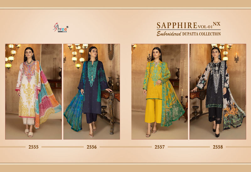 Shree Fabs Sapphire Vol 1 Nx Pure Cotton Print Self Embroidery Designer Pakistani Salwar Kameez