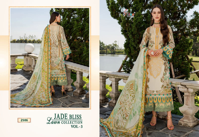 Shree Fabs Jade Bliss Lawn Collection Vol 3 Pure Cotton Print Exclusive Embroidery Patches Designer Pakistani Salwar Suit