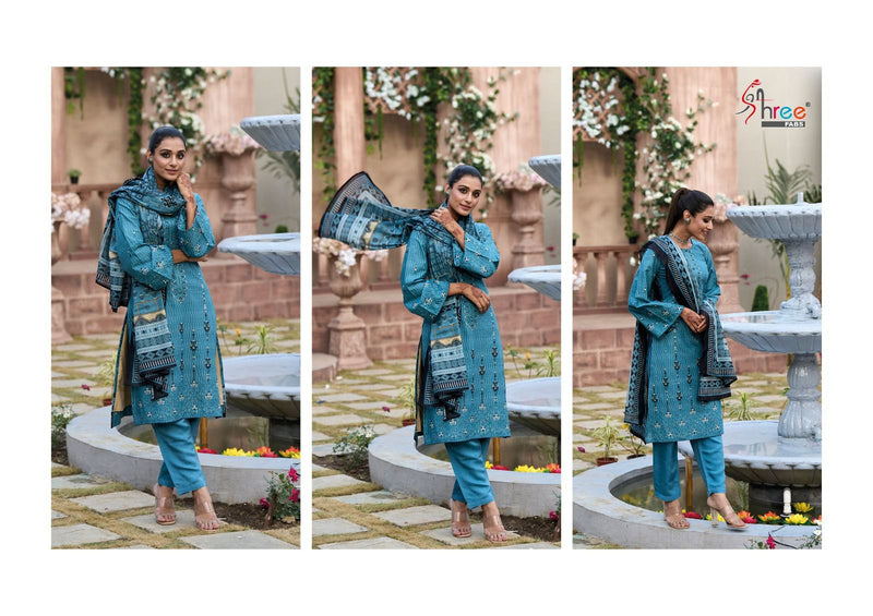 Shree Fabs Riwayat Vol 1 Pure Lawn Cotton Print Exclusive Self Embroidery Fancy Partywear Designer Salwar Suit