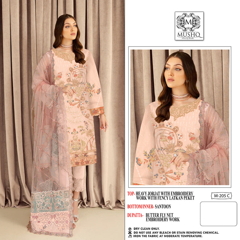 Mushq M 205 Fox Gerogette Embroidery Work Pakistani Salwar Suit