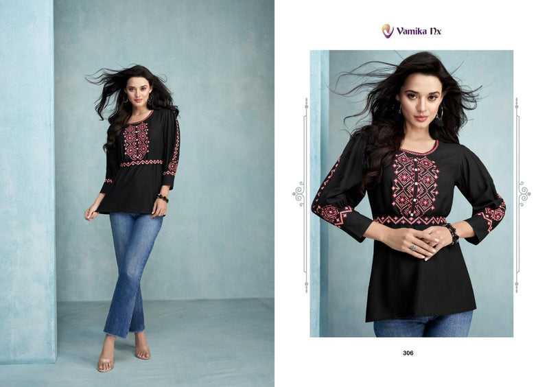 Vamika Nx Jaara Heavy Rayon Embroidery Work Casual Wear Kurti