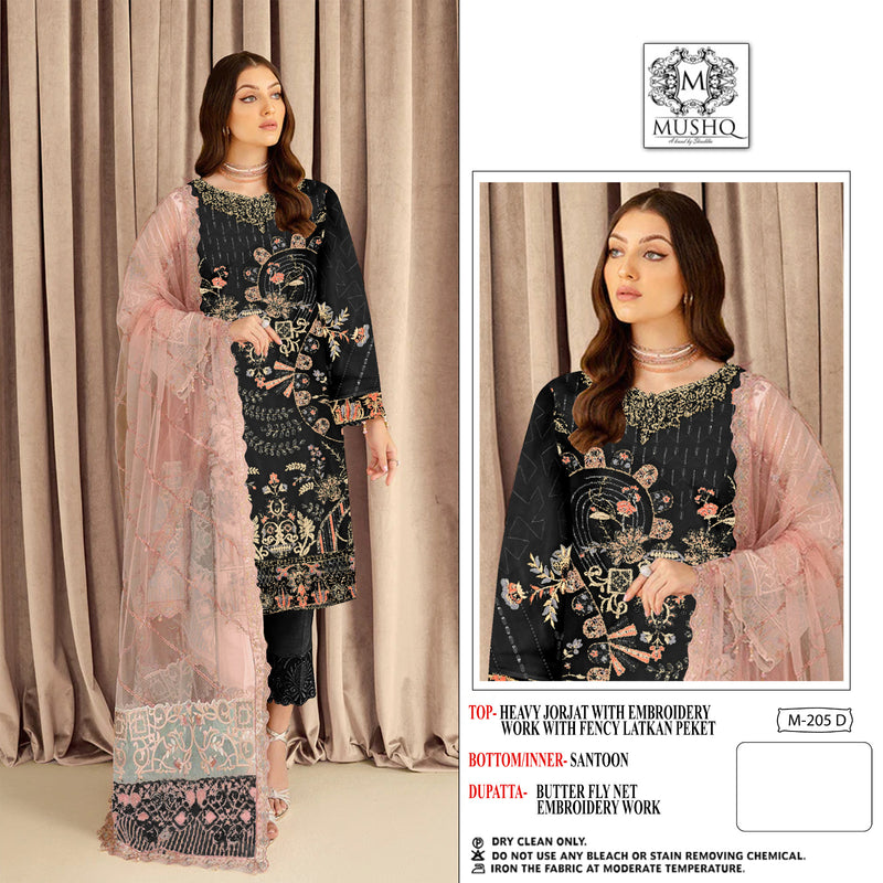 Mushq M 205 Fox Gerogette Embroidery Work Pakistani Salwar Suit