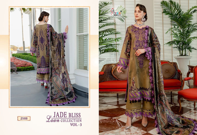 Shree Fabs Jade Bliss Lawn Collection Vol 3 Pure Cotton Print Exclusive Embroidery Patches Designer Pakistani Salwar Suit