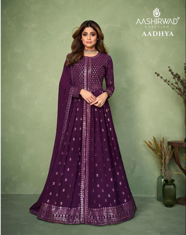 Aashirwad Aadhya Georgette Stylish Designer Long Party Wear Salwar Suit