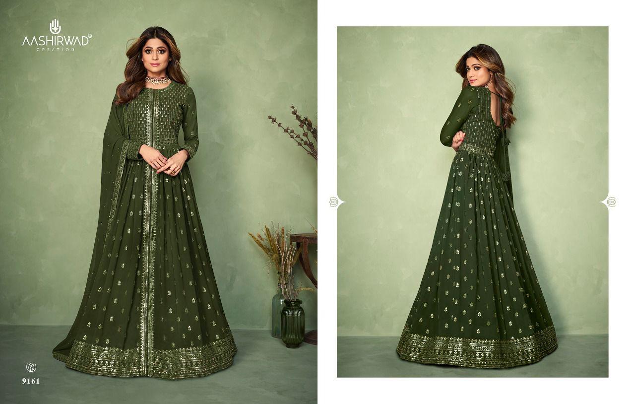 Aashirwad Aadhya Georgette Stylish Designer Long Party Wear Salwar Suit