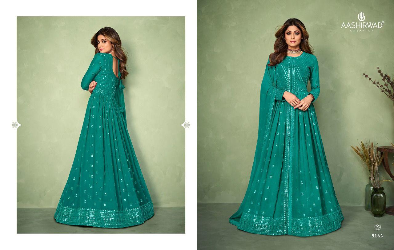 Aashirwad Aadhya Georgette Stylish Designer Long Party Wear Salwar Suit