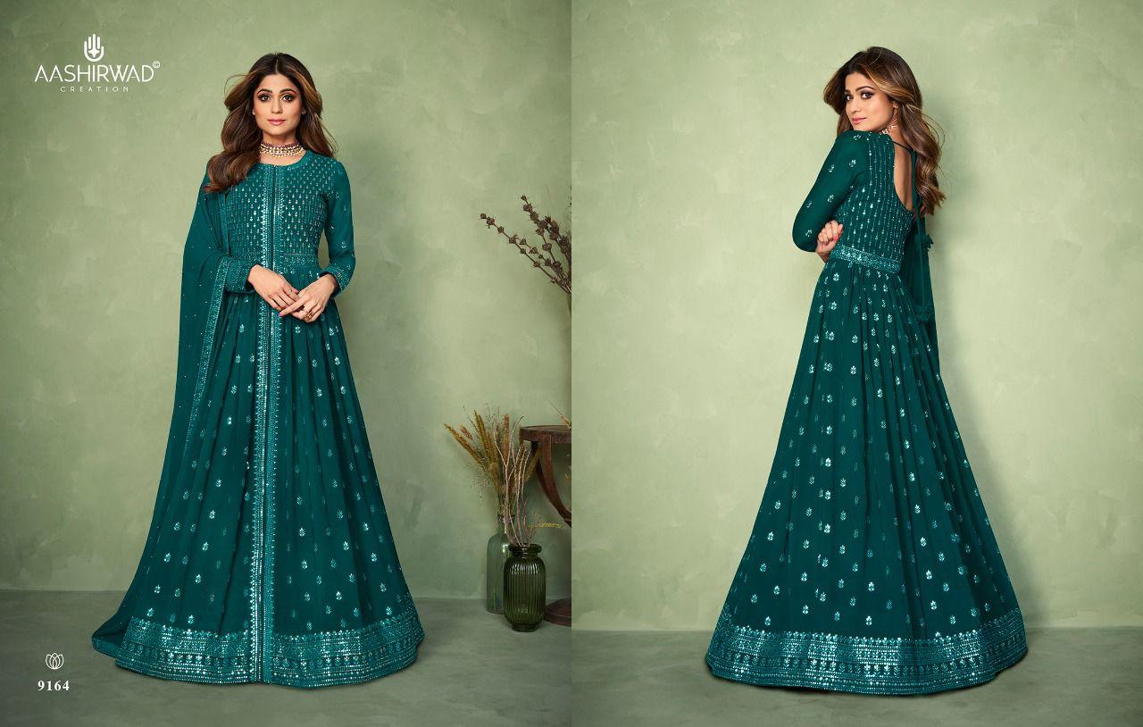 Aashirwad Aadhya Georgette Stylish Designer Long Party Wear Salwar Suit