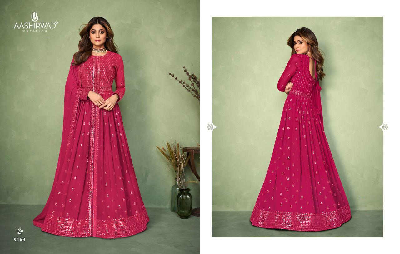 Aashirwad Aadhya Georgette Stylish Designer Long Party Wear Salwar Suit