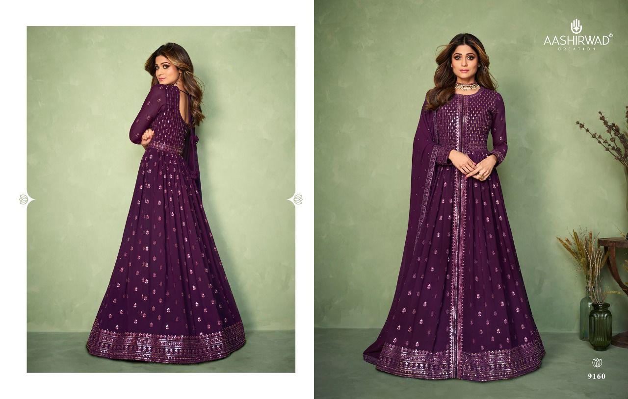 Aashirwad Aadhya Georgette Stylish Designer Long Party Wear Salwar Suit