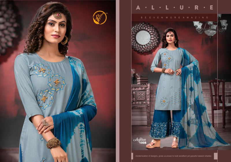 Jlf Presents Aafreen Rayon With Heavy Embroidery Work Stylish Designer Party Wear Fancy Kurti