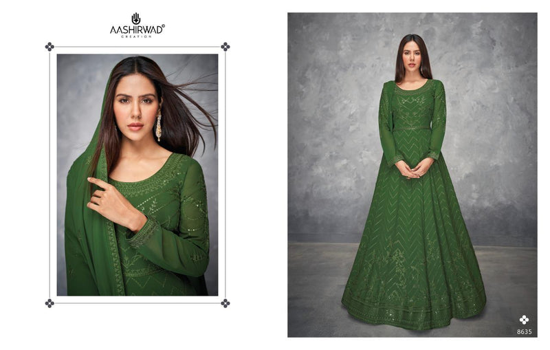 Aashirwad Creation Anamika Georgette Designer Readymade Salwar Suits