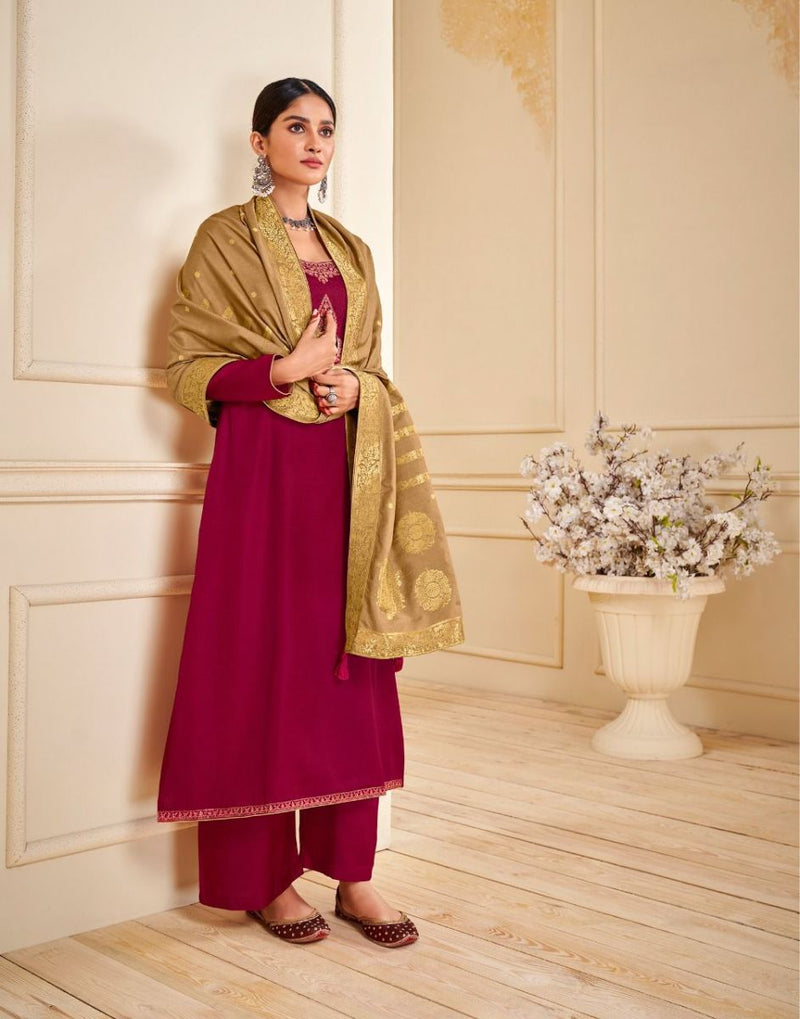 AASHIRWAD CREATION LOTUS SILK WITH EMBROIDERY WORK DESIGNER SALWAR SUITS