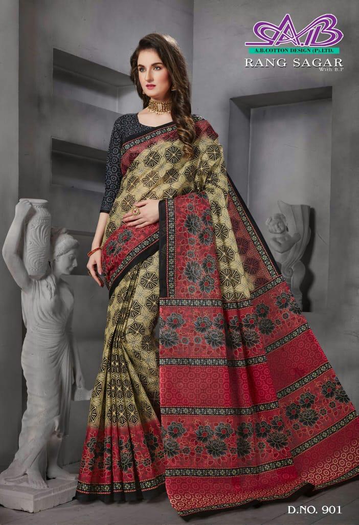 A B Cotton Rang Sagar Mulmul Cotton Quality Fency Saree