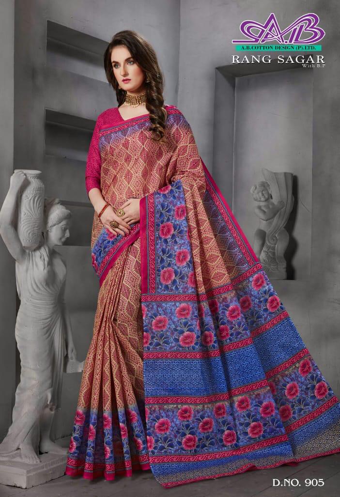 A B Cotton Rang Sagar Mulmul Cotton Quality Fency Saree