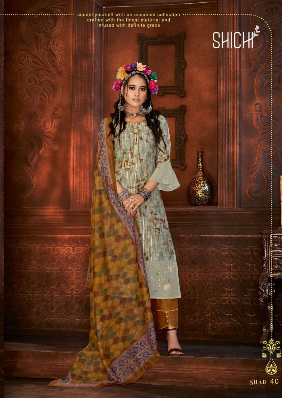 Shichi Adaa Polyester Lurex Stylish Party Wear Kurtis With Pant & Dupatta