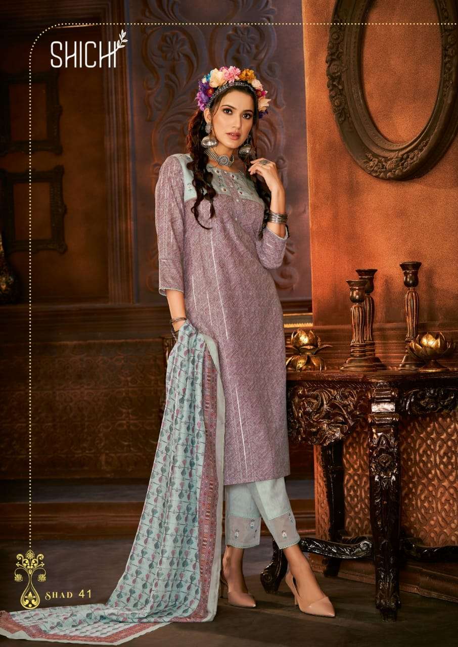 Shichi Adaa Polyester Lurex Stylish Party Wear Kurtis With Pant & Dupatta