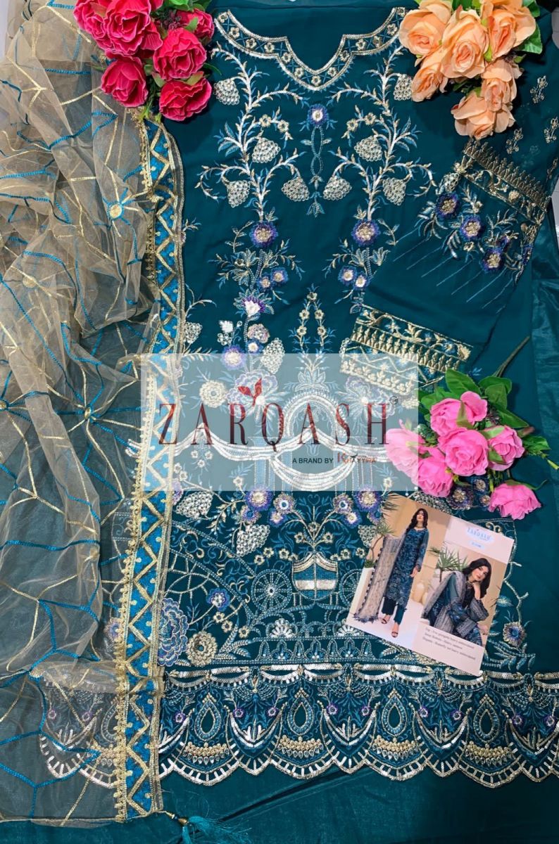 Zarqash Adan Tesoro Georgette Pakistani Style Designer Wedding Wear Salwar Kameez