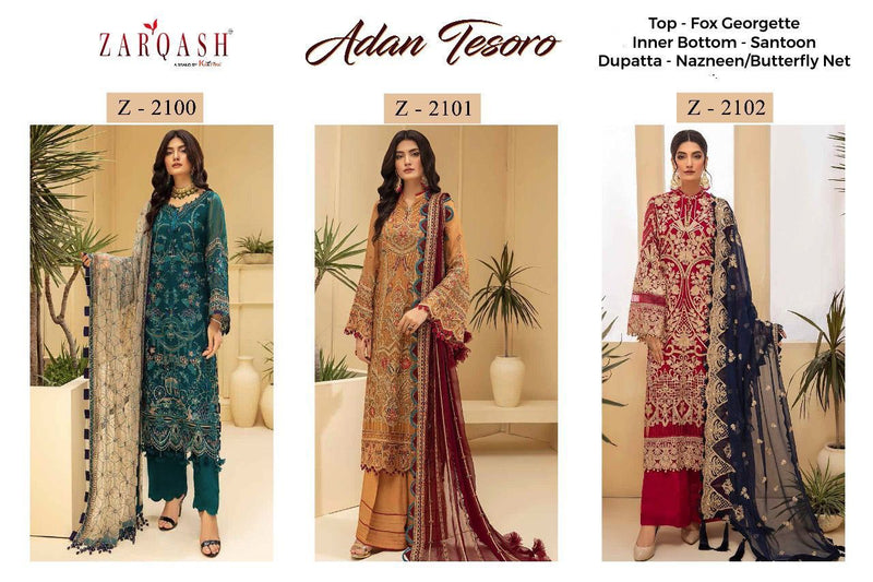 Zarqash Adan Tesoro Georgette Pakistani Style Designer Wedding Wear Salwar Kameez