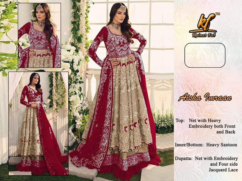 Kainat Fab Aisha Imaan Soft Net Designer Wedding Wear Pakistani Style Salwar Suit