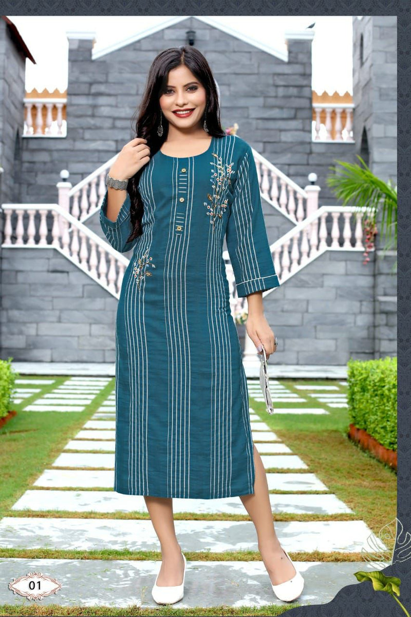 Riya Alisha Rayon With Hand Work Stylish Designer Fancy Casual Look Kurti