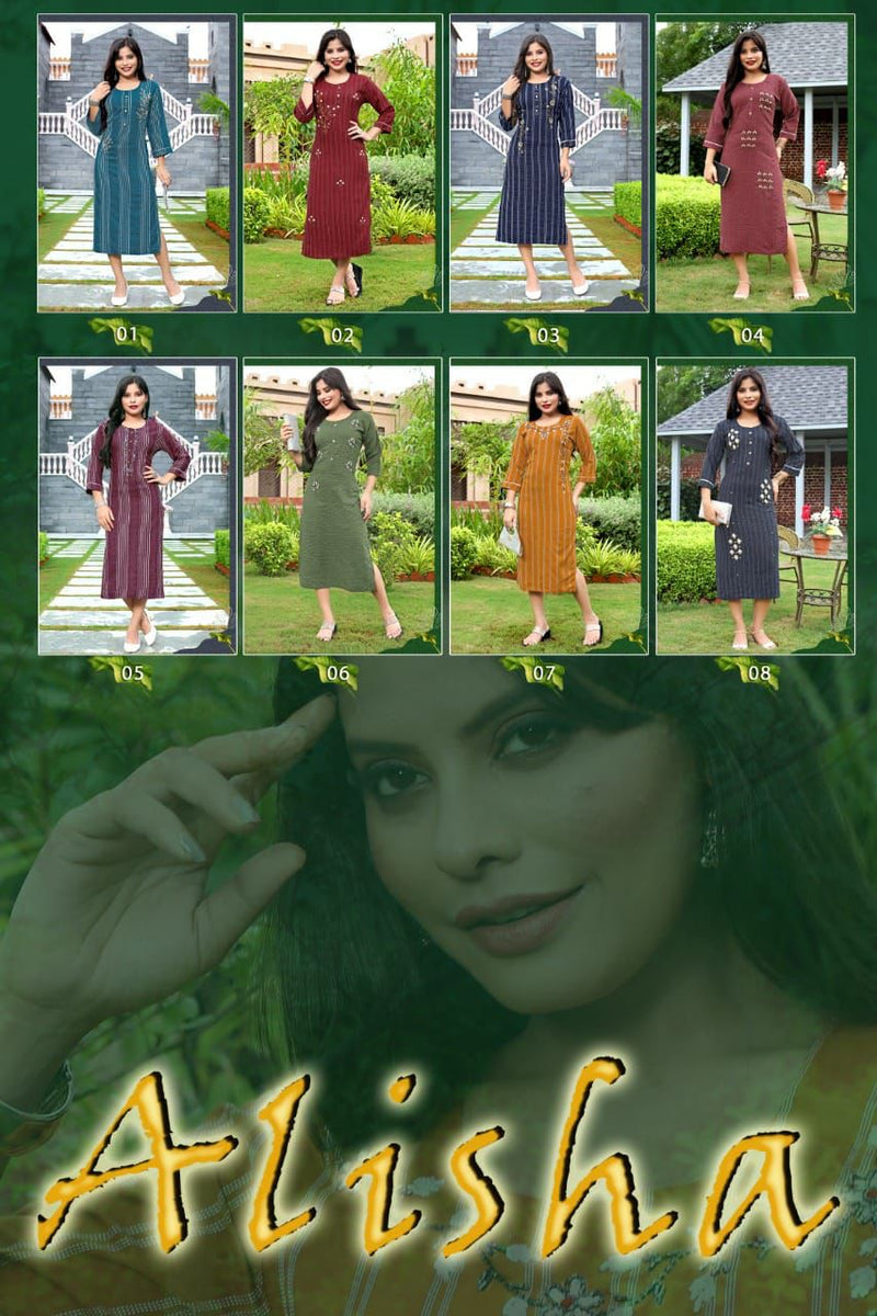 Riya Alisha Rayon With Hand Work Stylish Designer Fancy Casual Look Kurti