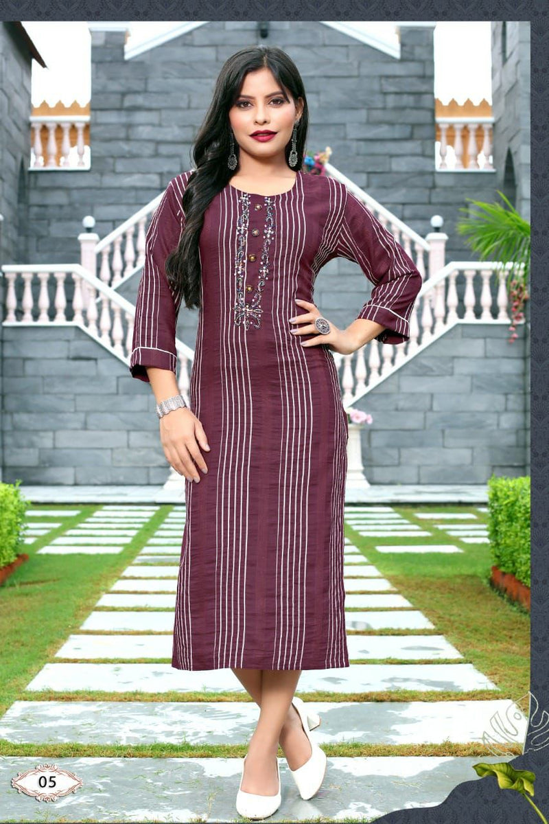 Riya Alisha Rayon With Hand Work Stylish Designer Fancy Casual Look Kurti