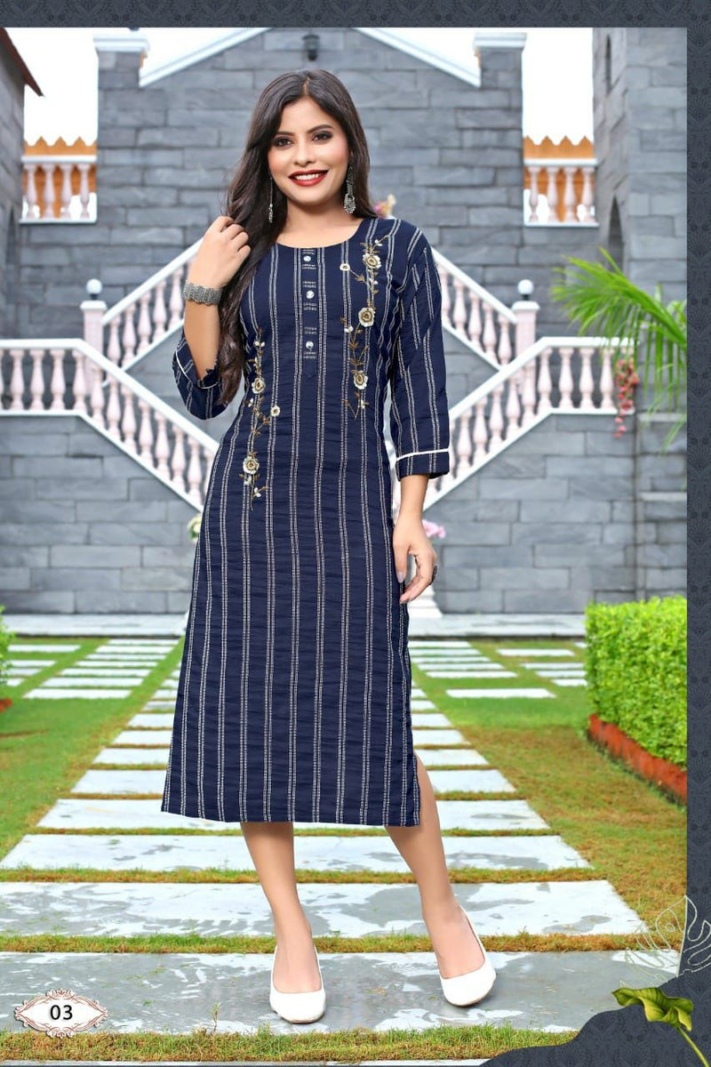 Riya Alisha Rayon With Hand Work Stylish Designer Fancy Casual Look Kurti