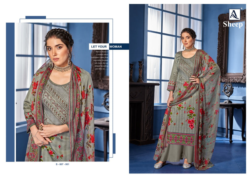 Alok Suits Sheep Jam Cotton Designer Party Wear Embroidered Salwar Kameez With Digital Print