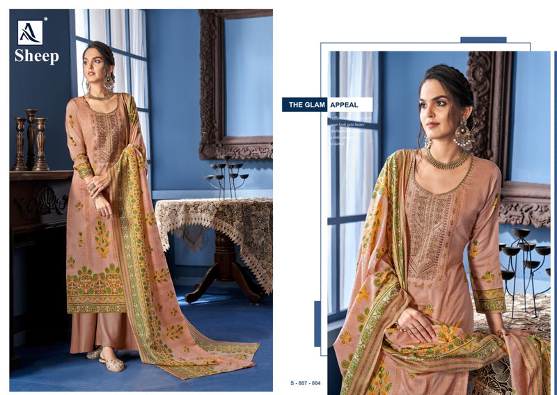 Alok Suits Sheep Jam Cotton Designer Party Wear Embroidered Salwar Kameez With Digital Print