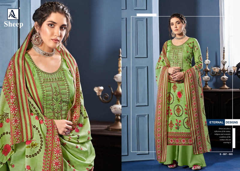 Alok Suits Sheep Jam Cotton Designer Party Wear Embroidered Salwar Kameez With Digital Print