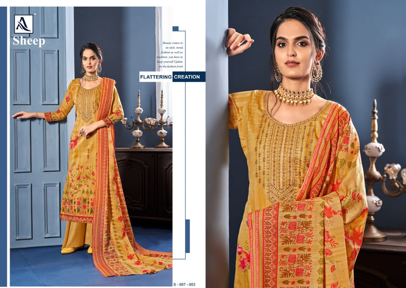 Alok Suits Sheep Jam Cotton Designer Party Wear Embroidered Salwar Kameez With Digital Print