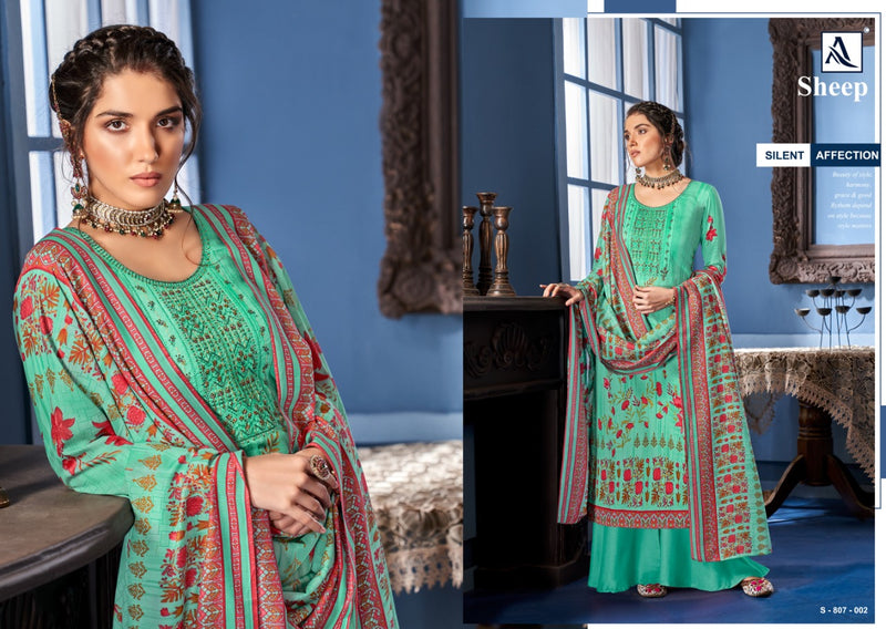 Alok Suits Sheep Jam Cotton Designer Party Wear Embroidered Salwar Kameez With Digital Print