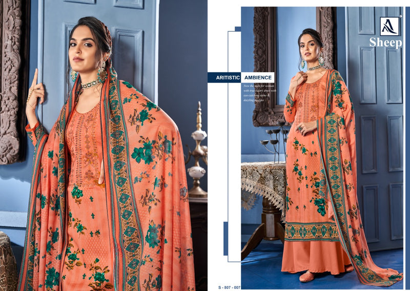 Alok Suits Sheep Jam Cotton Designer Party Wear Embroidered Salwar Kameez With Digital Print