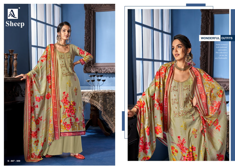 Alok Suits Sheep Jam Cotton Designer Party Wear Embroidered Salwar Kameez With Digital Print