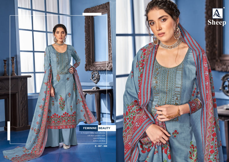 Alok Suits Sheep Jam Cotton Designer Party Wear Embroidered Salwar Kameez With Digital Print