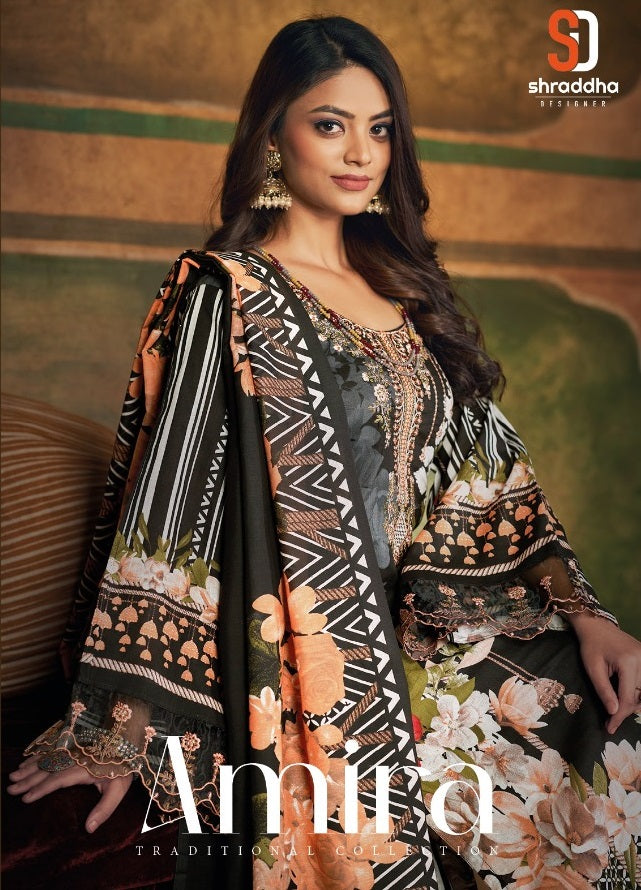 Sharaddha Amira Pure Cotton With Heavy Printed Work Stylish Designer Pakistani Fancy Salwar Kameez