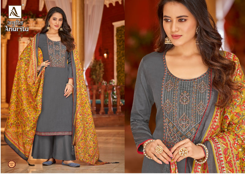 Alok Suit Anurita Jam Cotton With Neck Embroidery Work Stylish Designer Fancy Salwar Kameez