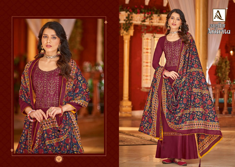 Alok Suit Anurita Jam Cotton With Neck Embroidery Work Stylish Designer Fancy Salwar Kameez