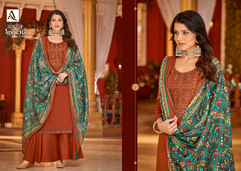 Alok Suit Anurita Jam Cotton With Neck Embroidery Work Stylish Designer Fancy Salwar Kameez