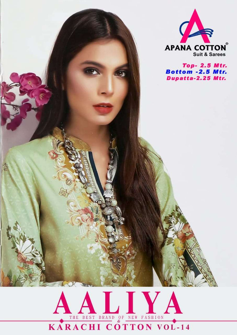 Apna Cotton Aaliya Vol 14 Pure Cotton Heavy Wedding Wear Salwar Suits With Karachi Print