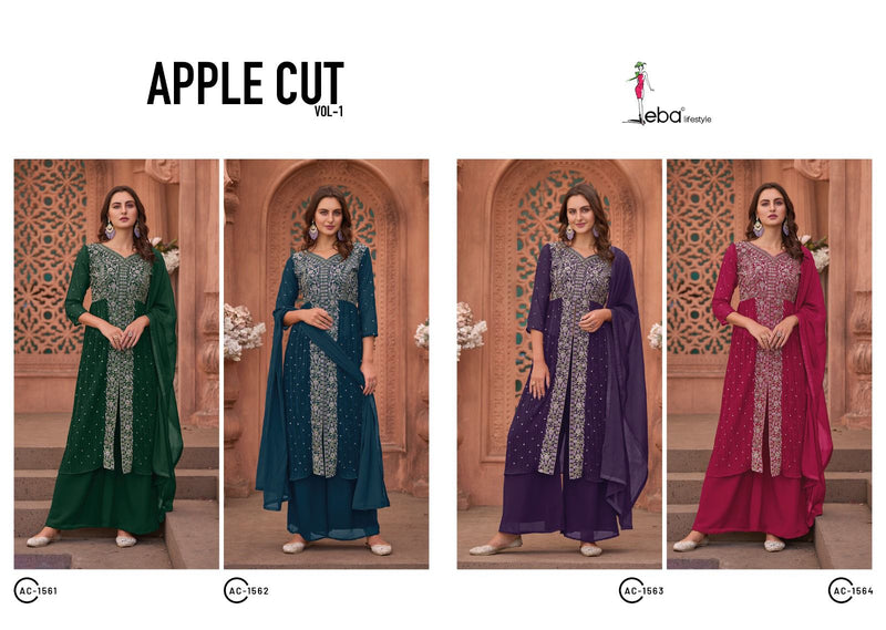 Eba Lifestyle Apple Cut Vol 1 Georgette Embroidery Work Fancy Designer Partywear Kurti