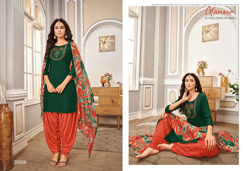 Kapil Trendz Apsara Rayon Party Wear Kurtis With Patiyala Style Bottom & Dupatta