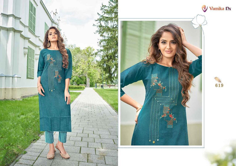 Vamika Nx Apsara Vol 4 Premium Cotton Fancy Stylish Party Wear Kurtis  with Pant Style Bottom