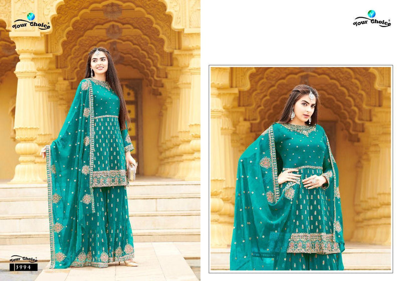 Your Choice Armani Georgette Peplum Style Festive Wear Fancy Sharara Salwar Suits