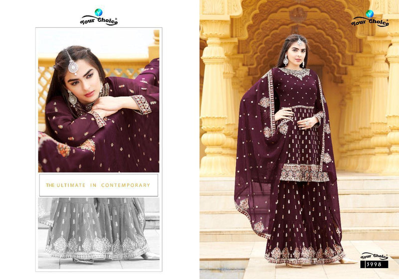 Your Choice Armani Georgette Peplum Style Festive Wear Fancy Sharara Salwar Suits