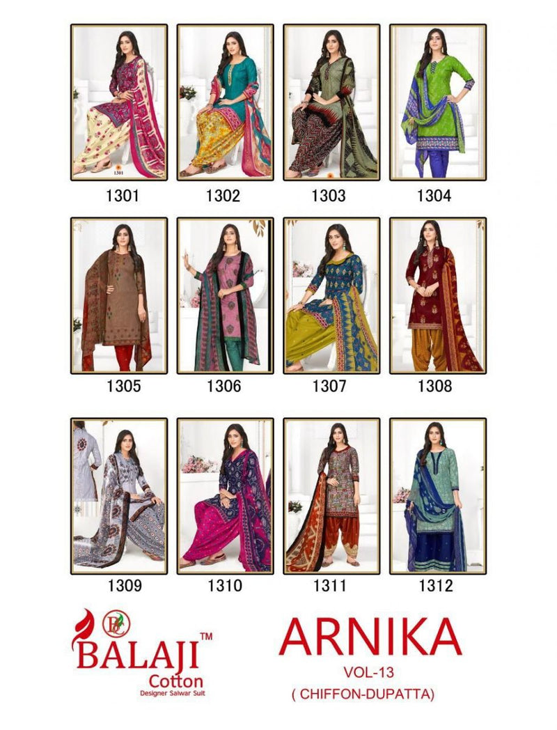 Balaji Cotton Arnika Vol 13 Cotton Printed Patiyala Style Festive Wear Salwar Suits